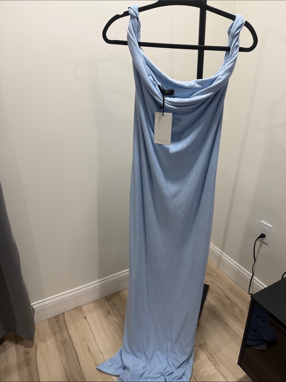 Light Blue Maxi Dress with Twist Strap Detail